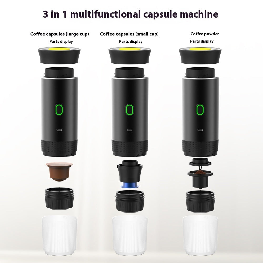 3-in-1 Portable Espresso Machine – Rechargeable & Capsule Compatible