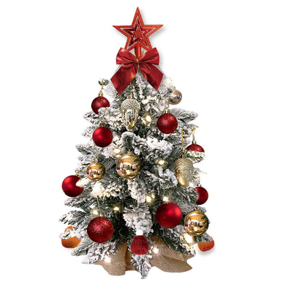 2ft Mini Christmas Tree with Lights – Tabletop Snow Flocked Christmas Decoration