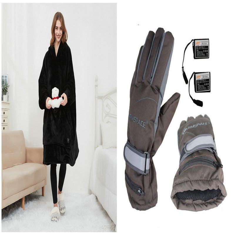 USB Heated Oversized Hoodie Blanket – Cozy Wearable Sherpa Blanket with 3 Heat Levels