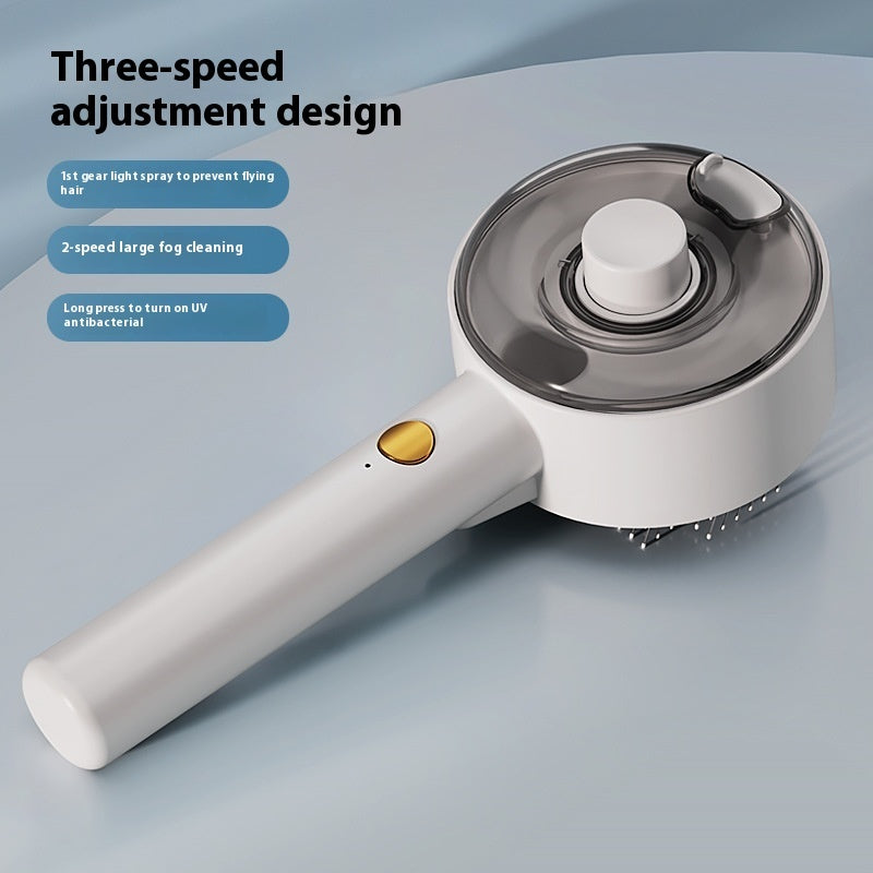 Pet Hair Remover & Grooming Brush – Self-Cleaning Steam Comb with UV Sterilization for Dogs & Cats