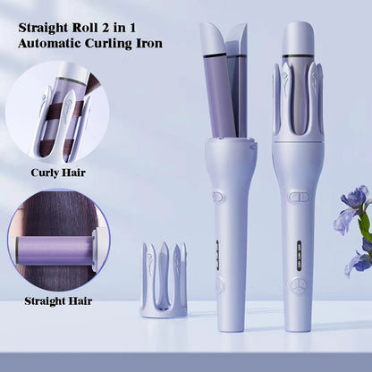 2-in-1 Automatic Hair Curler & Straightener – Ceramic Fast Heating, Ionic Anti-Frizz