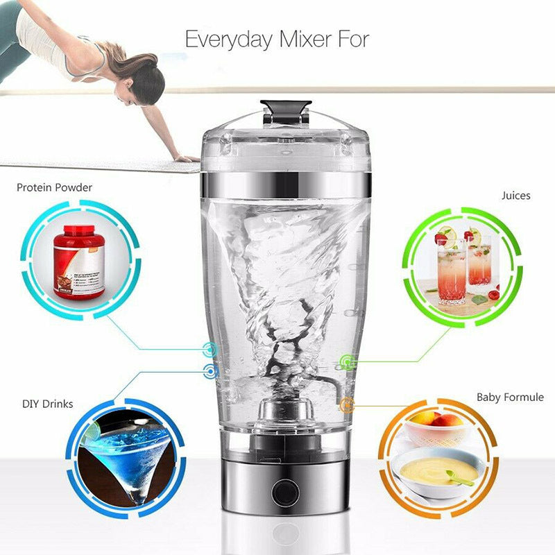Electric Protein Shaker Bottle – USB Rechargeable Stirrer Cup (450ml)