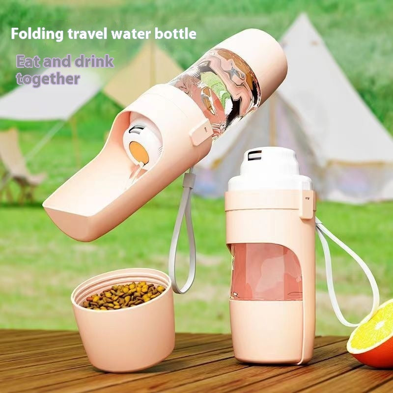 2-in-1 Travel Dog Water Bottle – Pet Water & Food Dispenser, Portable Outdoor Feeder