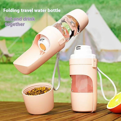 2-in-1 Travel Dog Water Bottle – Pet Water & Food Dispenser, Portable Outdoor Feeder