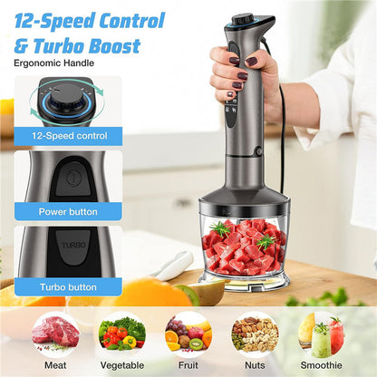 4-in-1 Electric Hand Blender Set – Whisk, Chopper, Mixer & Milk Frother