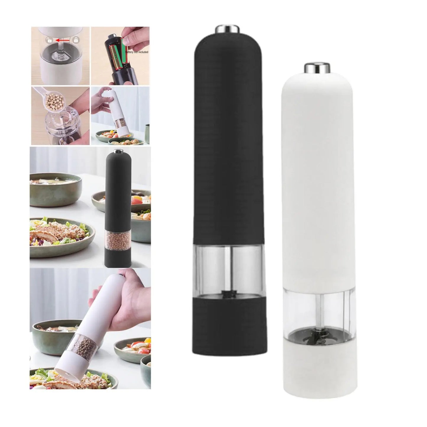 One-Touch Electric Pepper Grinder – Sleek Single & 2-Pack Options