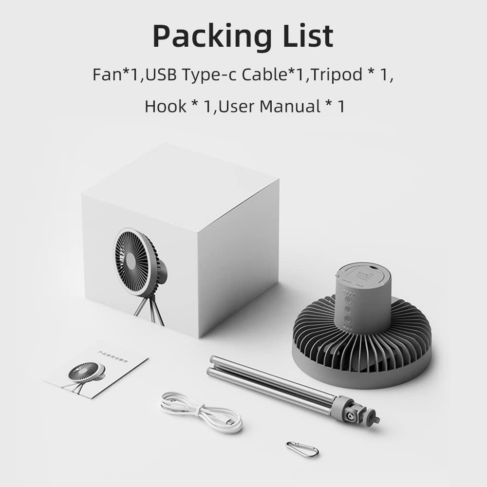 2-in-1 Hanging Camping Fan with LED Light – USB Rechargeable Tent Ceiling Fan